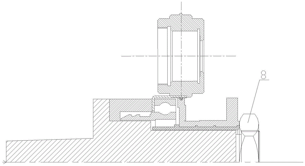 An assembly tooling for the pull-type clutch release bearing cover with hemming structure
