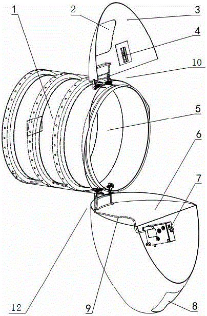 Drag parachute housing with combined rear cover for aircraft