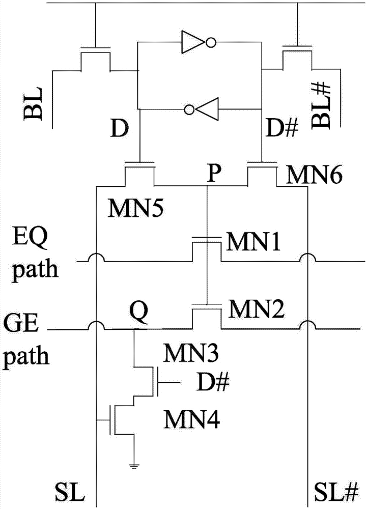 A kind of range matching cam unit circuit and rcam memory composed of it