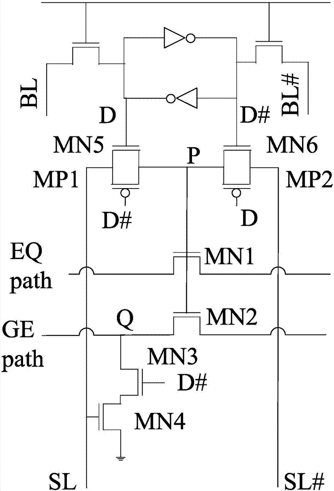 A kind of range matching cam unit circuit and rcam memory composed of it