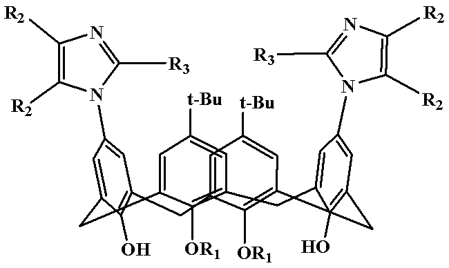 Polysubstitution imidazole calixarene derivative and preparation method thereof
