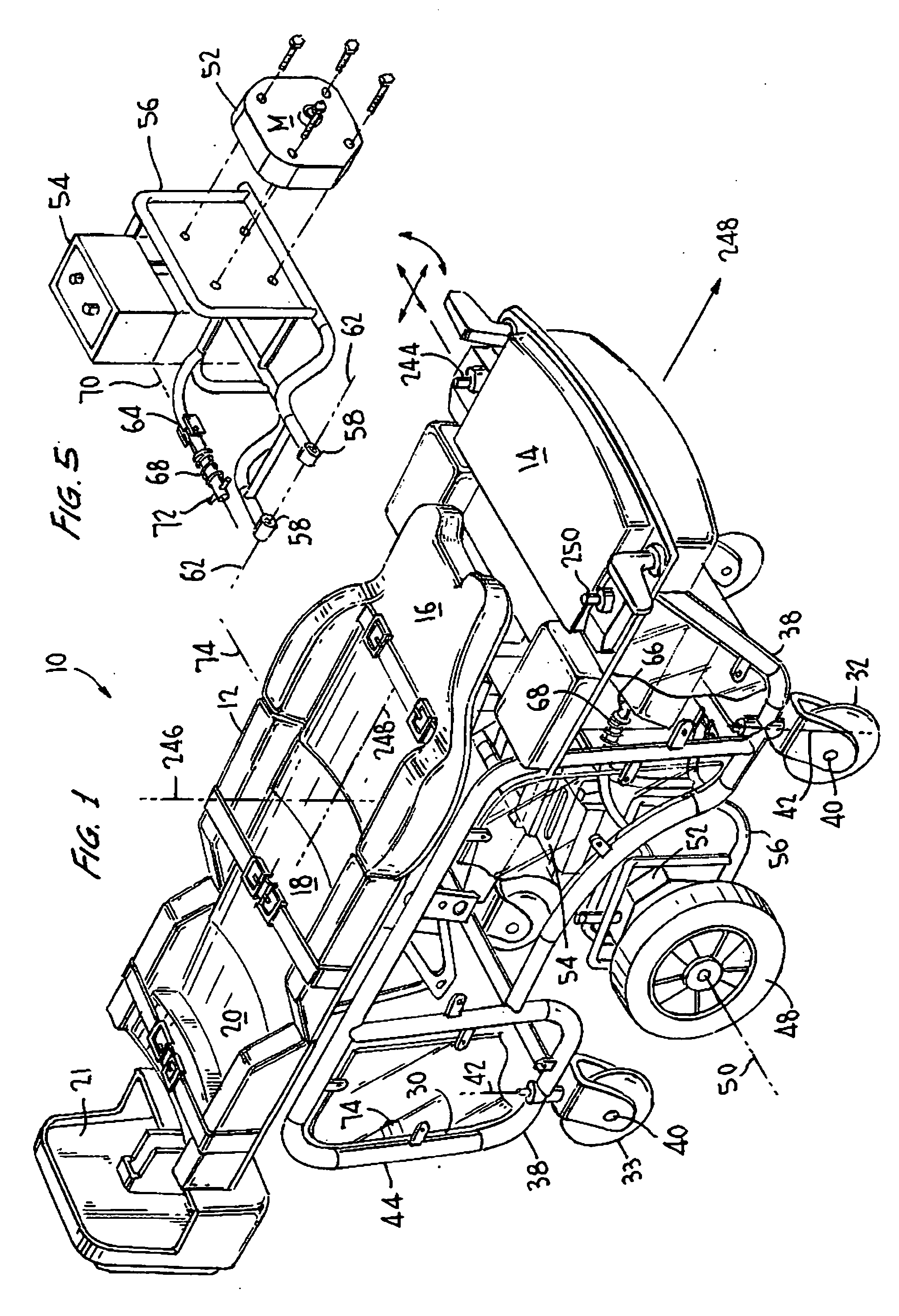 Folding frame motorized prone cart
