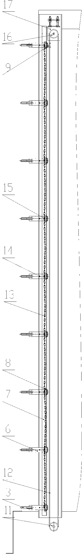 Soft canopy covering system of chain rail type dump truck