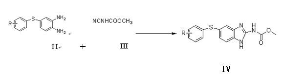 Method for preparing 5-substituted thiophenyl-benzimidazol-2-N-methoxycarbonyl compound