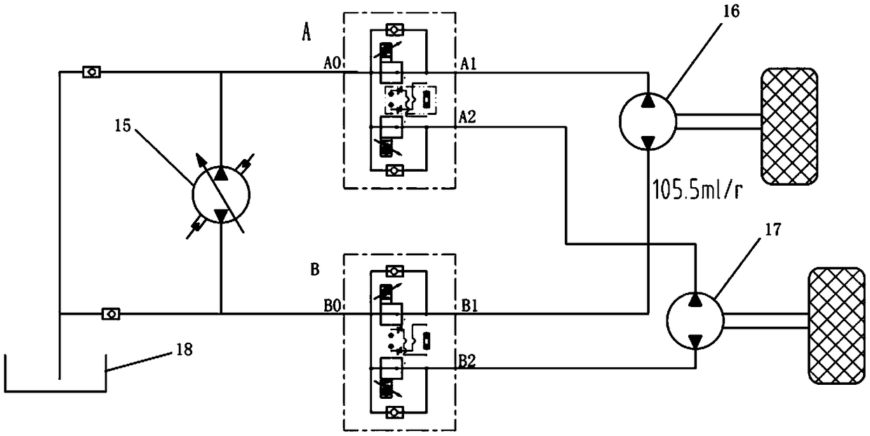 Valve block and hydraulic four-wheel-drive power distribution mechanism based on valve block