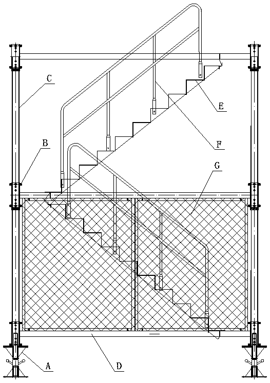 Height-adjustable safety ladder cage composite device for engineering