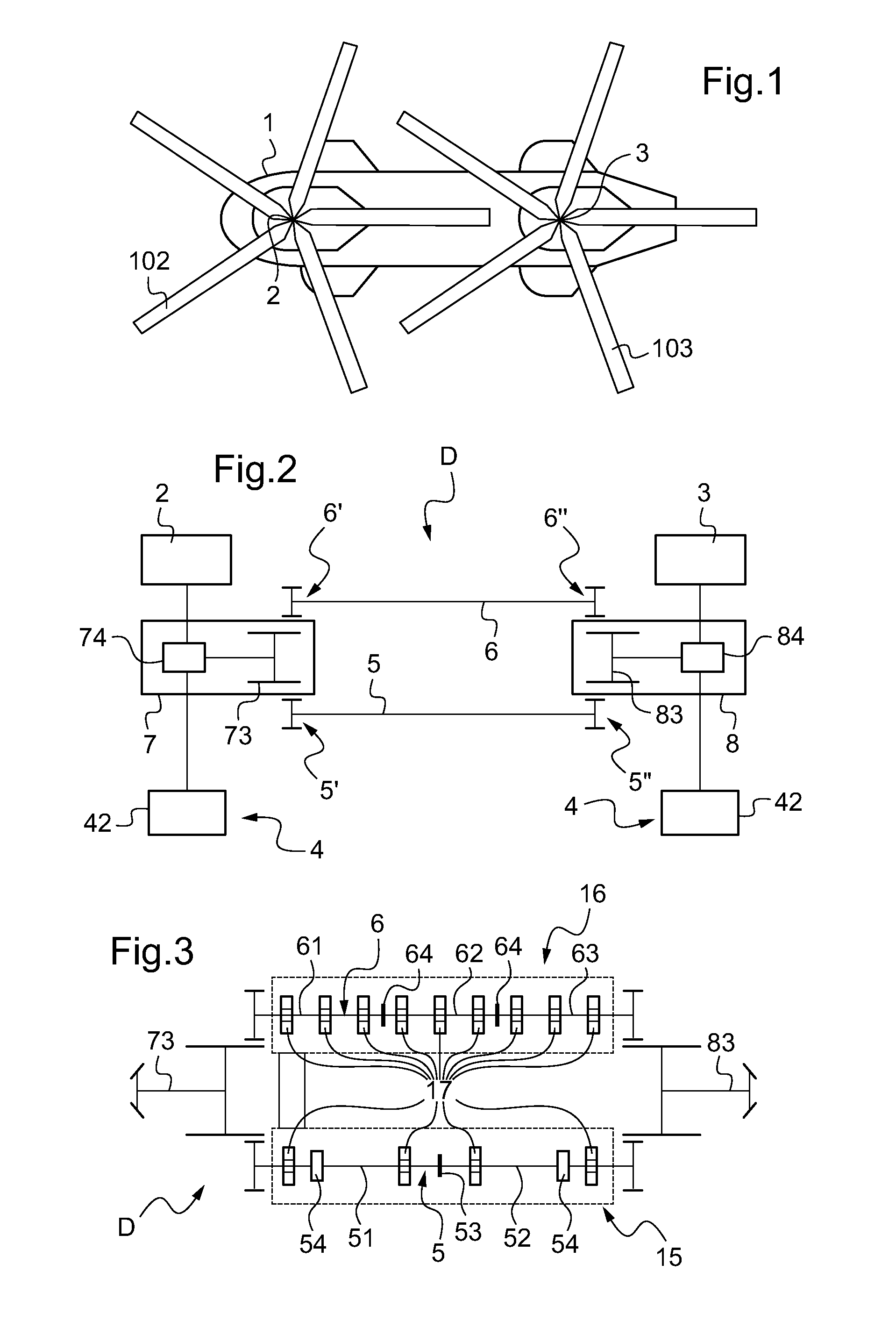 Drive device for driving first and second lift rotors of a rotorcraft having twin rotors in tandem