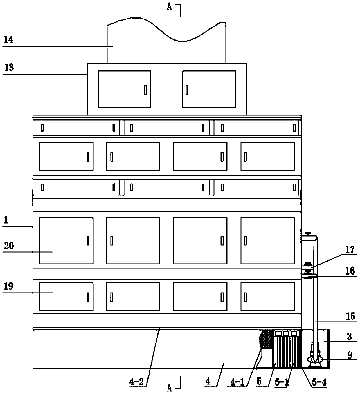 An energy-saving and environment-friendly bio-glue curtain cabinet and its waste gas waste treatment method