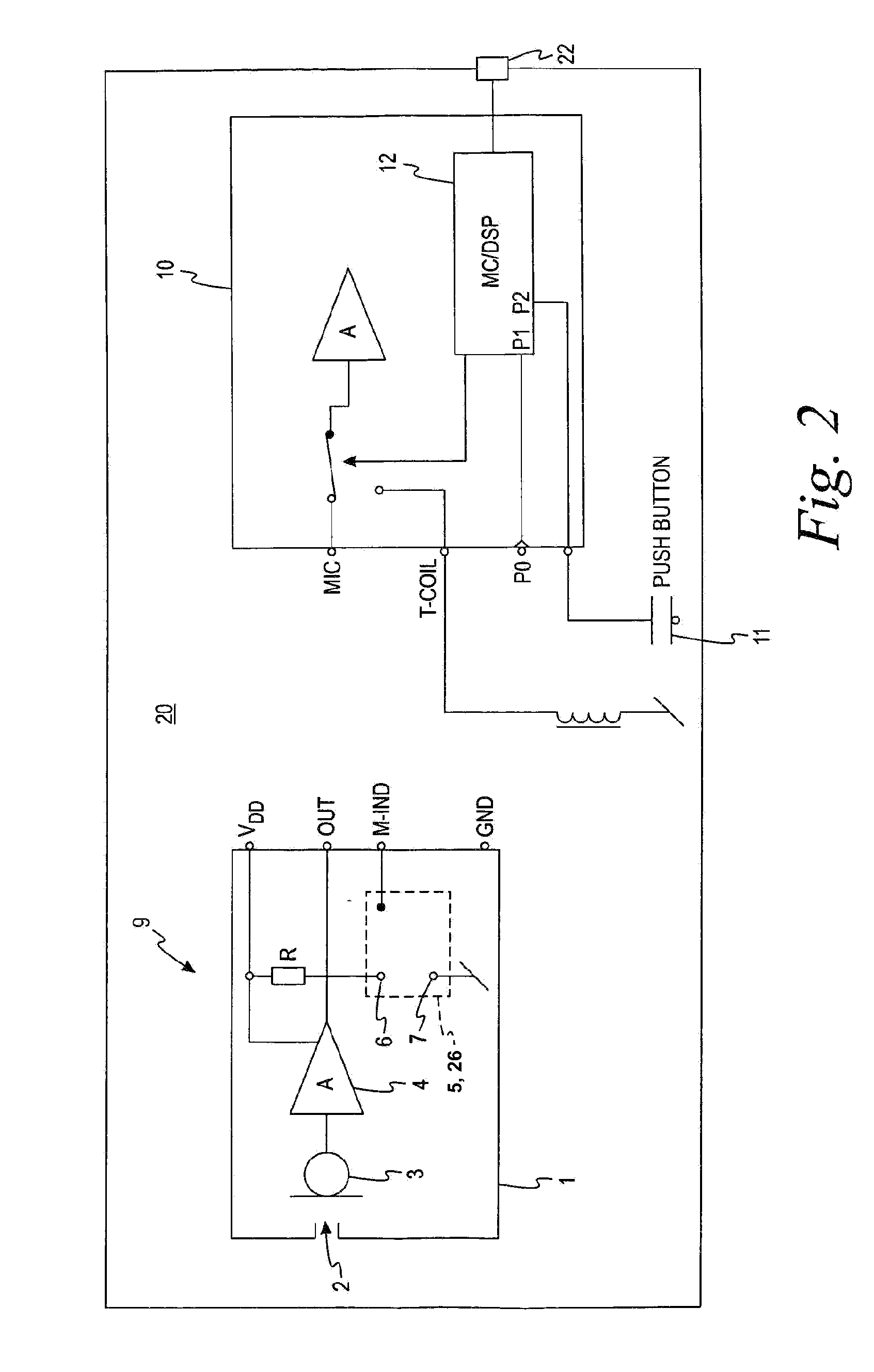Microphone assembly comprising magnetically activatable element for signal switching and field indication