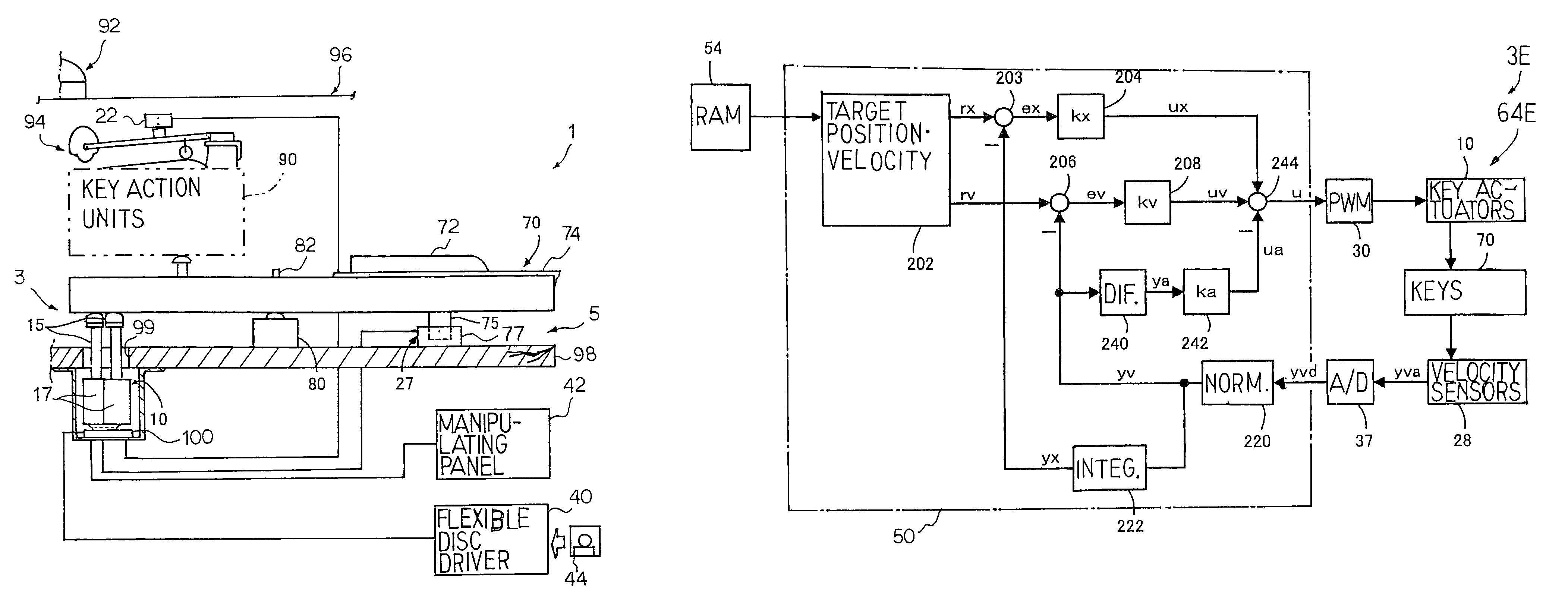 Automatic player keyboard musical instrument equipped with key sensors shared between automatic playing system and recording system