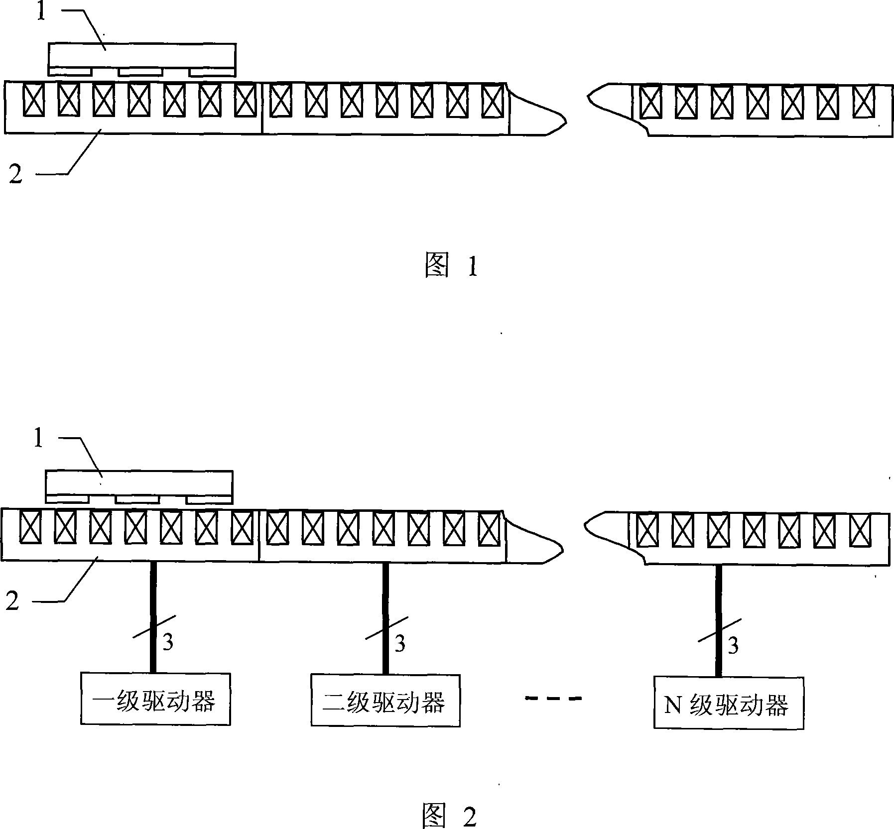 Long stroke constant acceleration line electromotor and its control method
