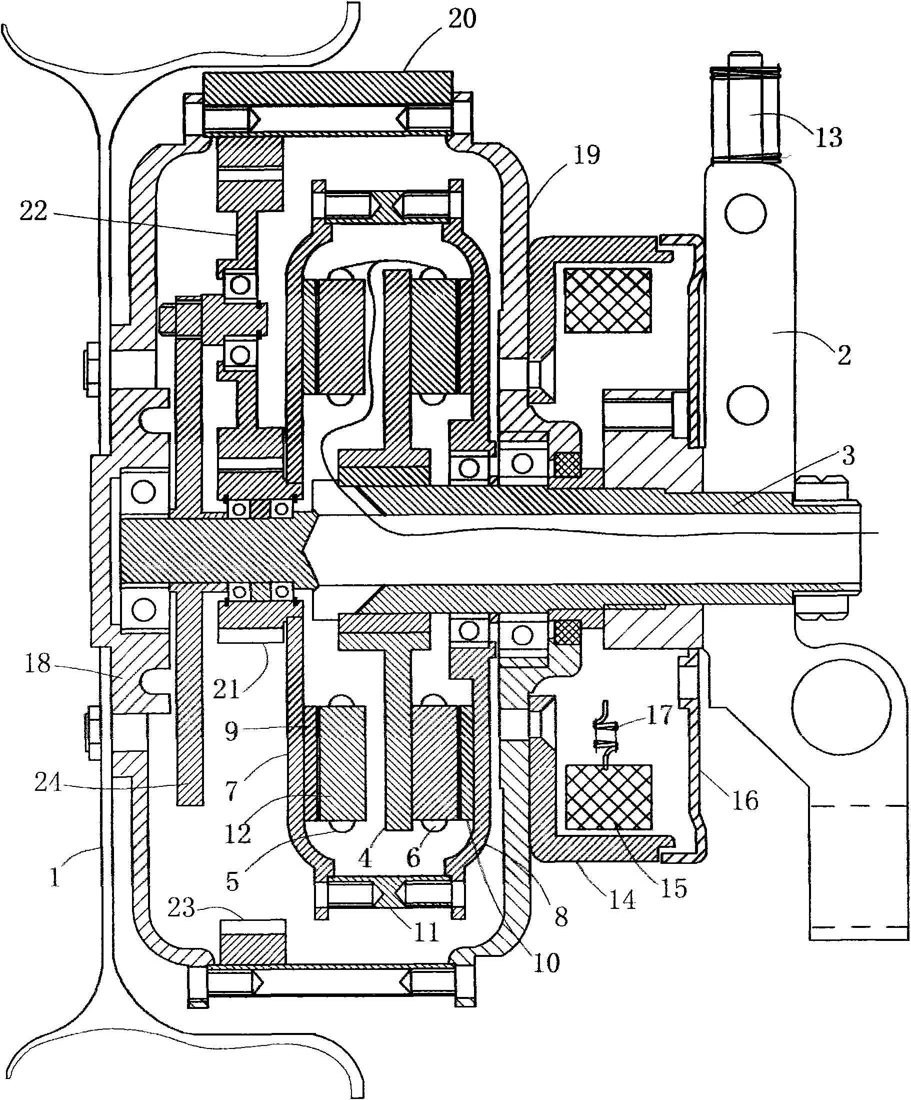Hub assembly of disc type variable-speed motor of electric vehicle