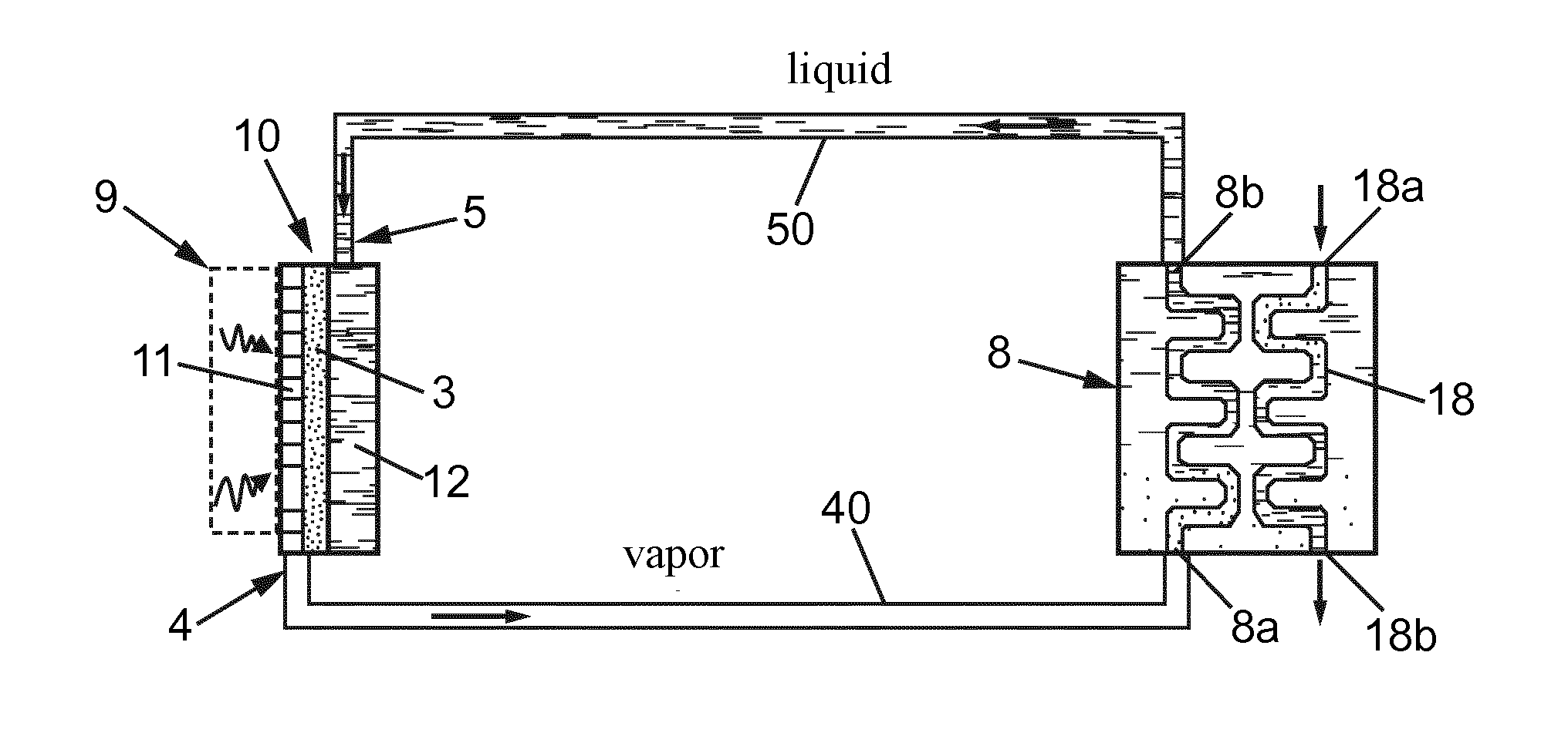 Evaporator with simplified assembly for diphasic loop