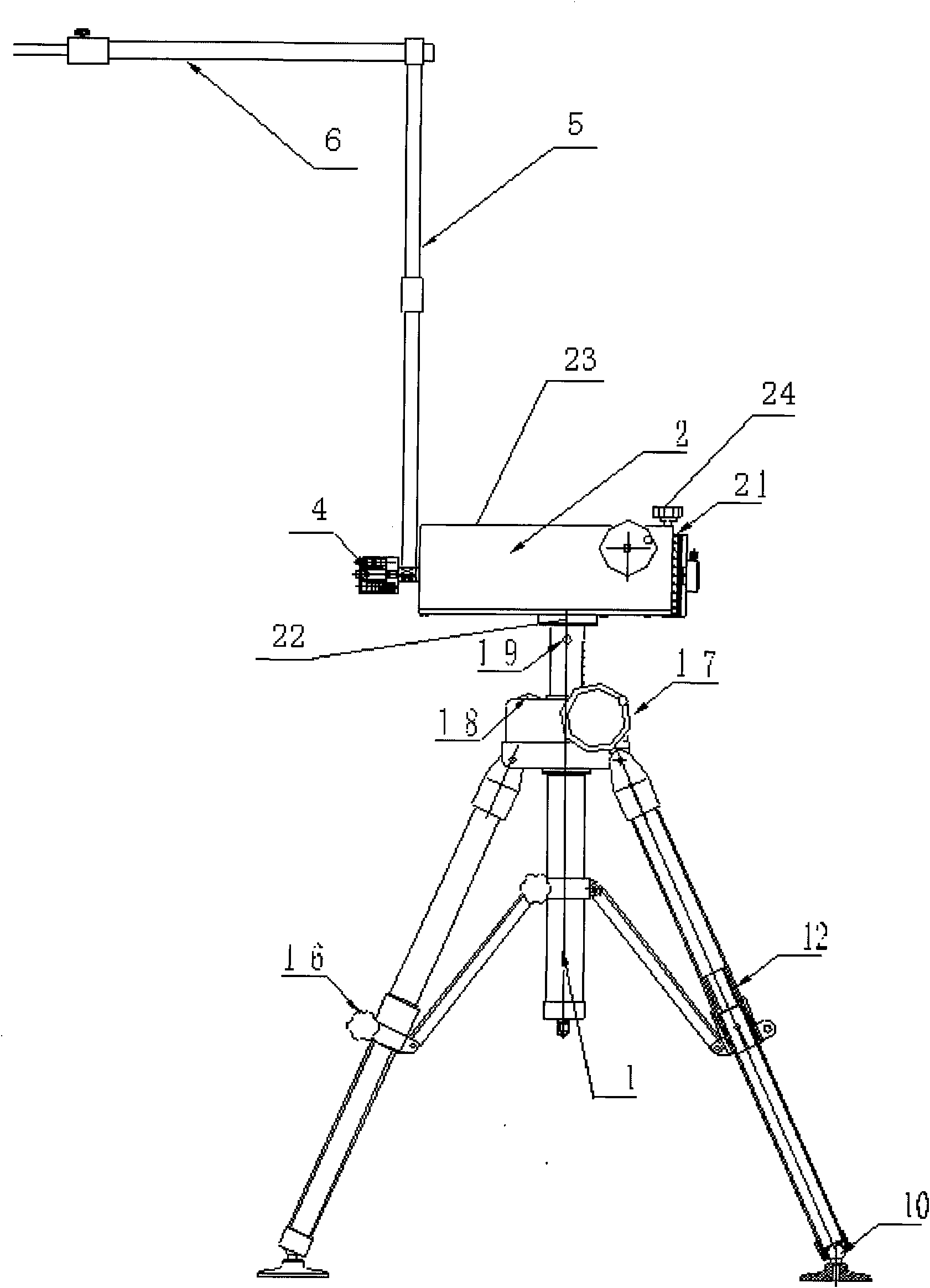 Airplane external illuminating space angle-positioning combining equipment