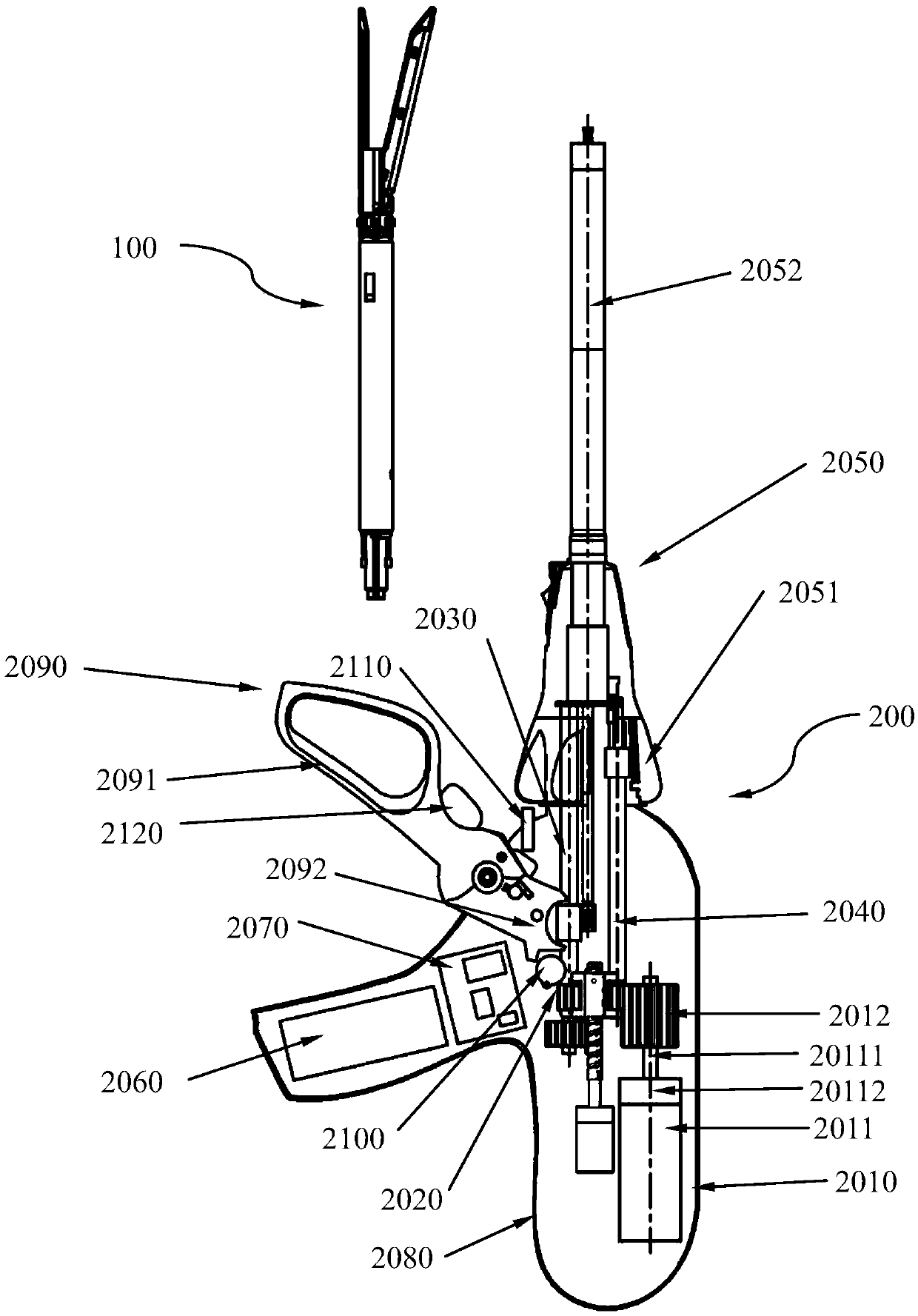 Handheld assembly of electric surgical instrument and electric surgical instrument