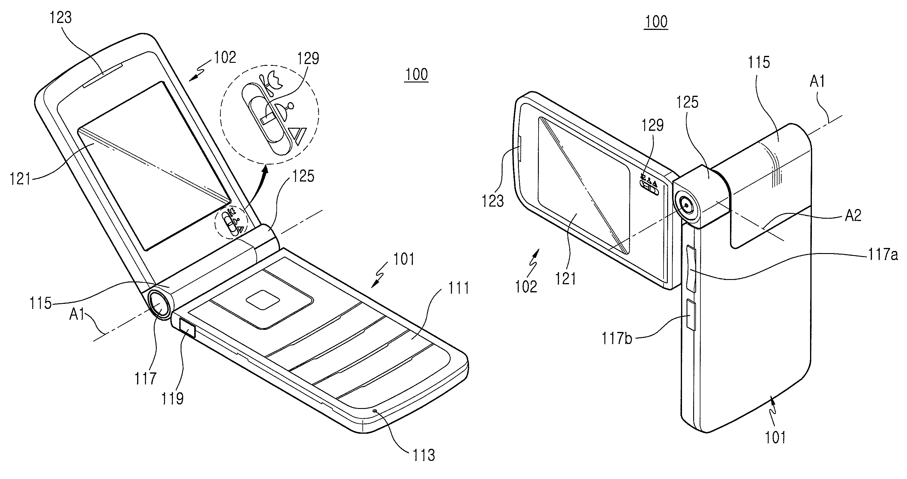 Portable terminal with hinge apparatus