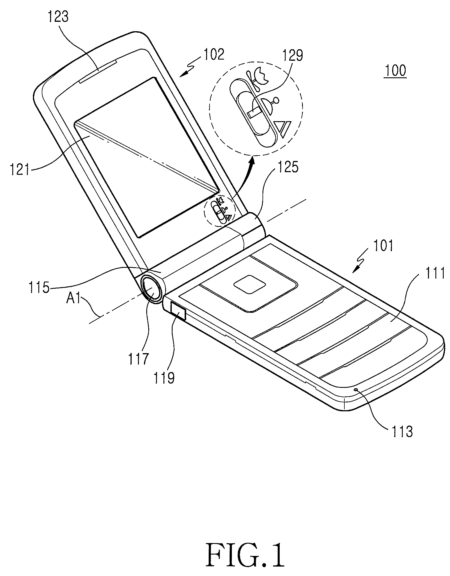 Portable terminal with hinge apparatus