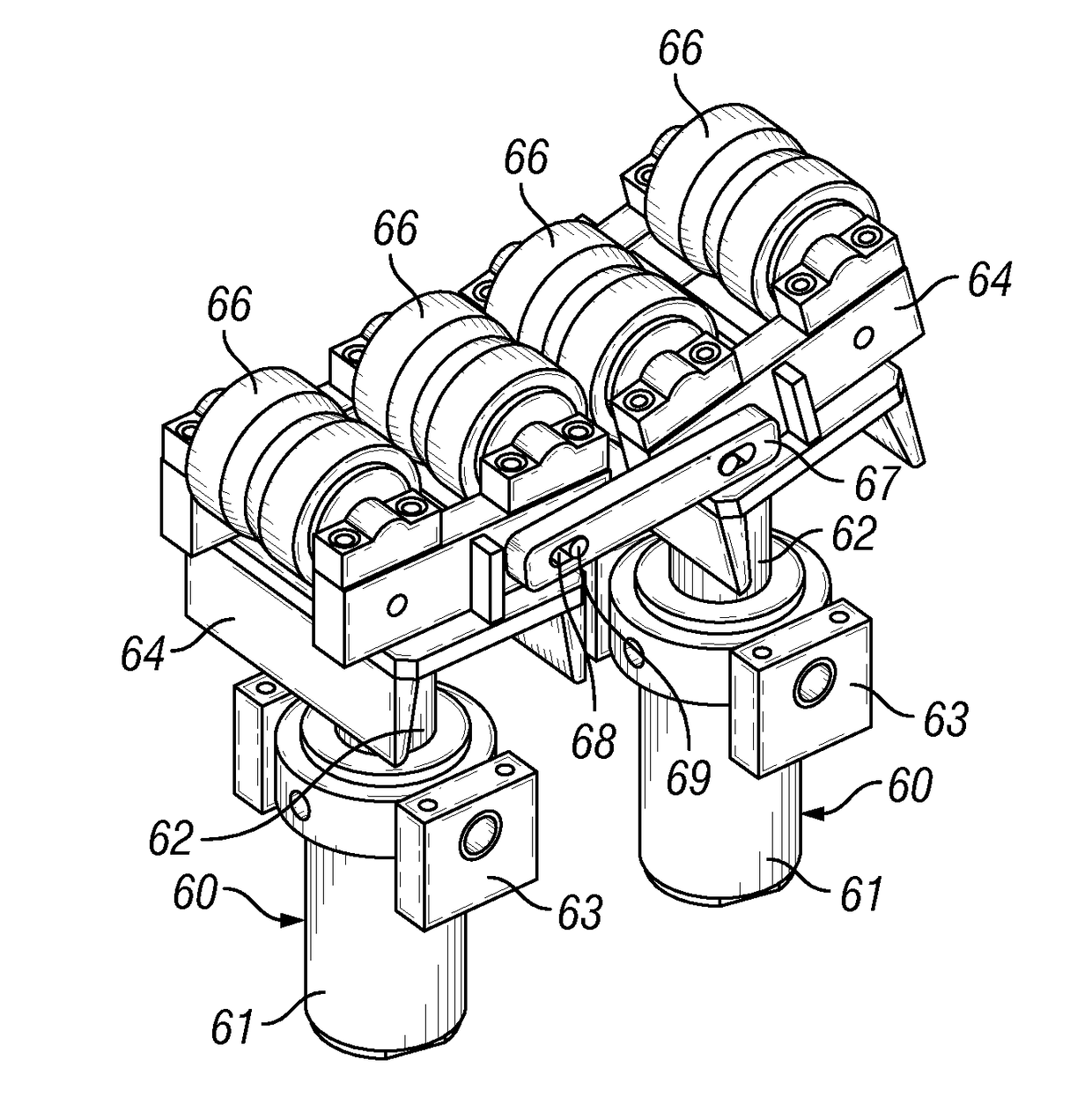 Linear pipe recovery/lay tensioners and method of using same