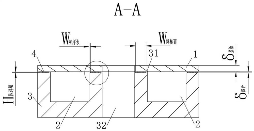 High-frequency waveguide assembly with welding flux overflow suppression structure and welding method