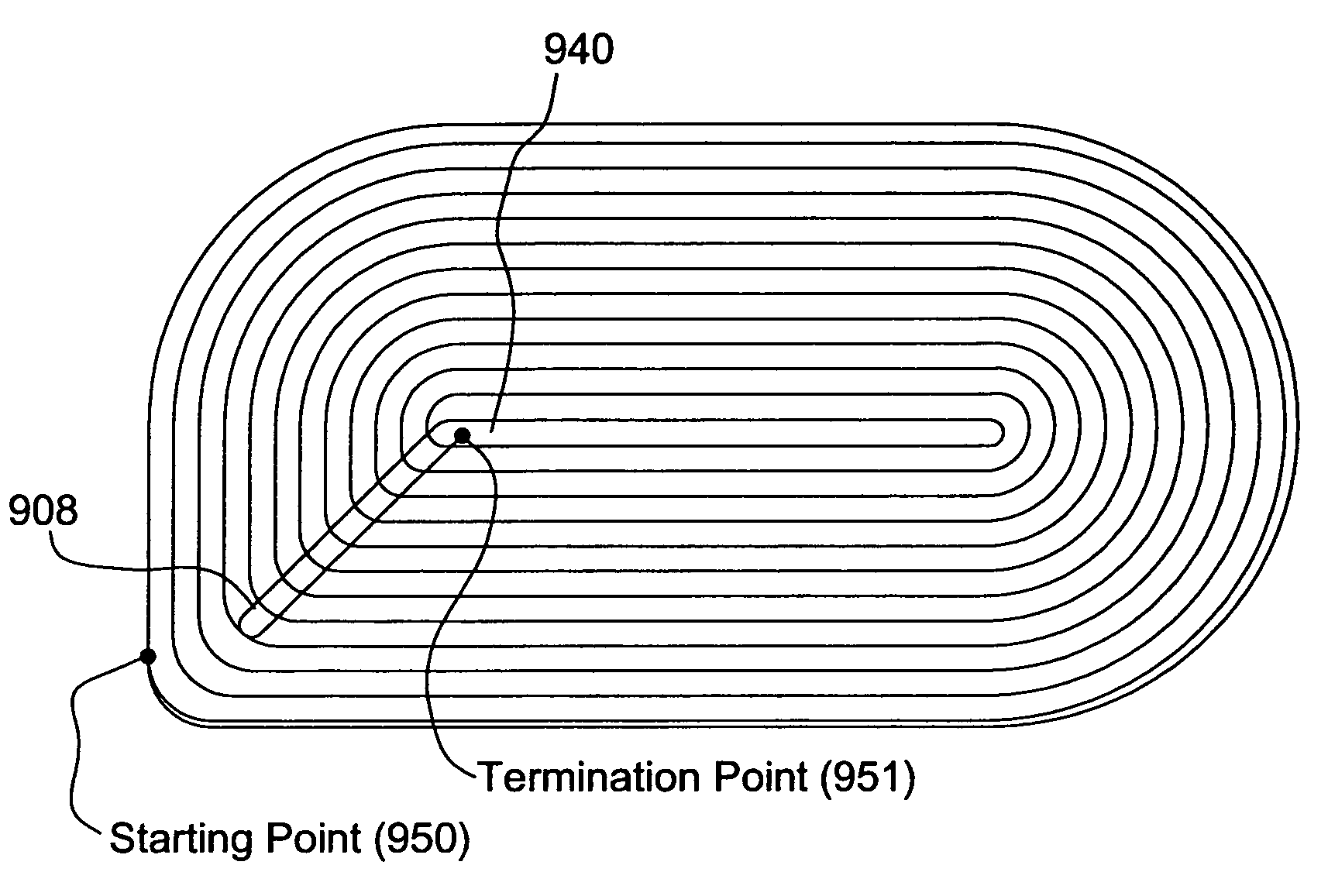 Path planner and method for planning a path plan having a spiral component