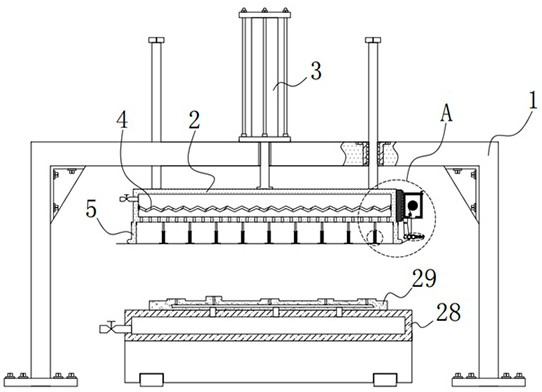 Vertical film covering device based on V-method casting mold