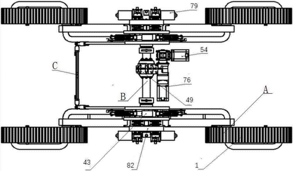 Improved structure of step-and-track-composite-type movable robot travelling system