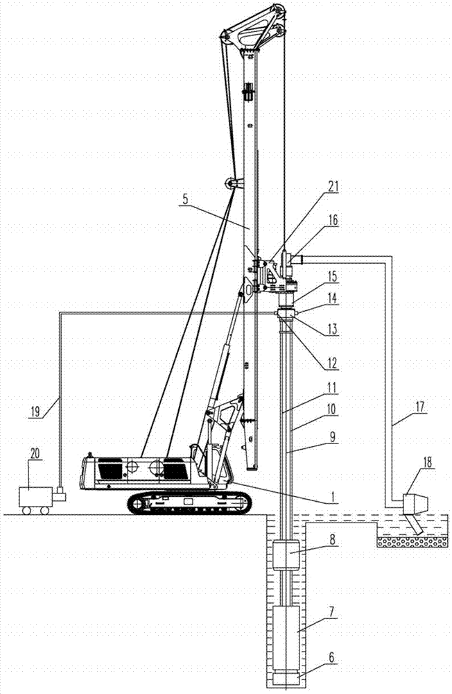 Reverse circulation pneumatic down-the-hole hammer rotary drilling rig and its construction method