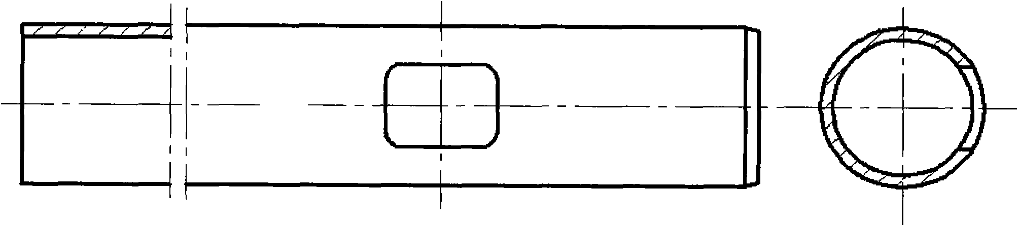 Column tube single face square opening punch forming processing method