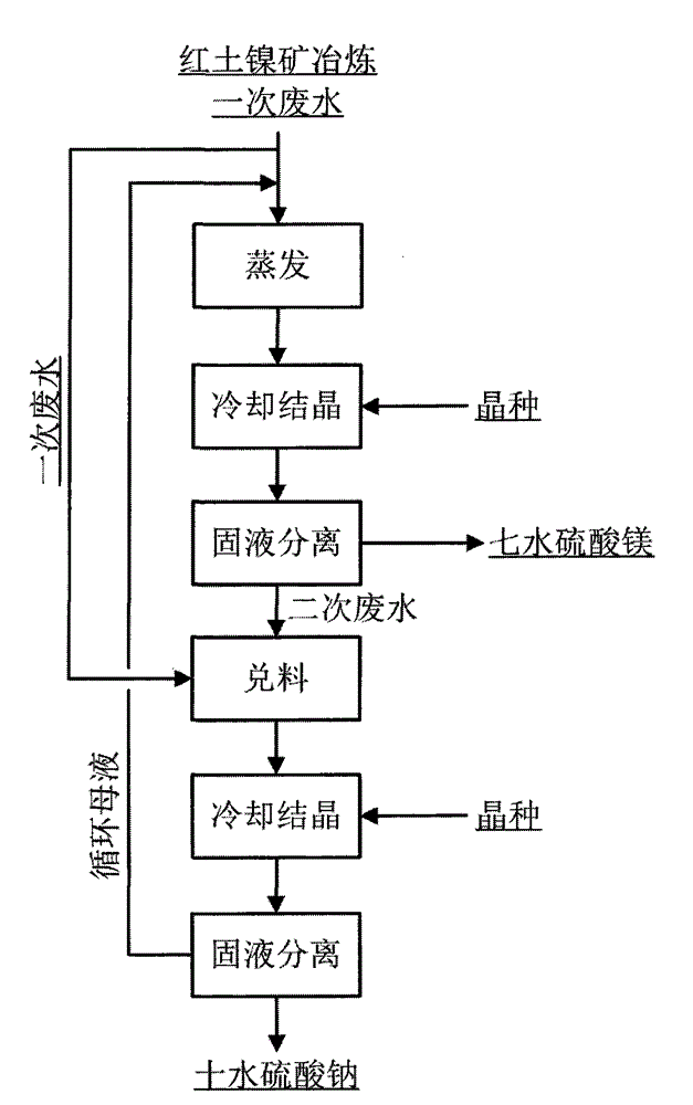 Method for separating sodium and magnesium from laterite-nickel ore smelting primary wastewater