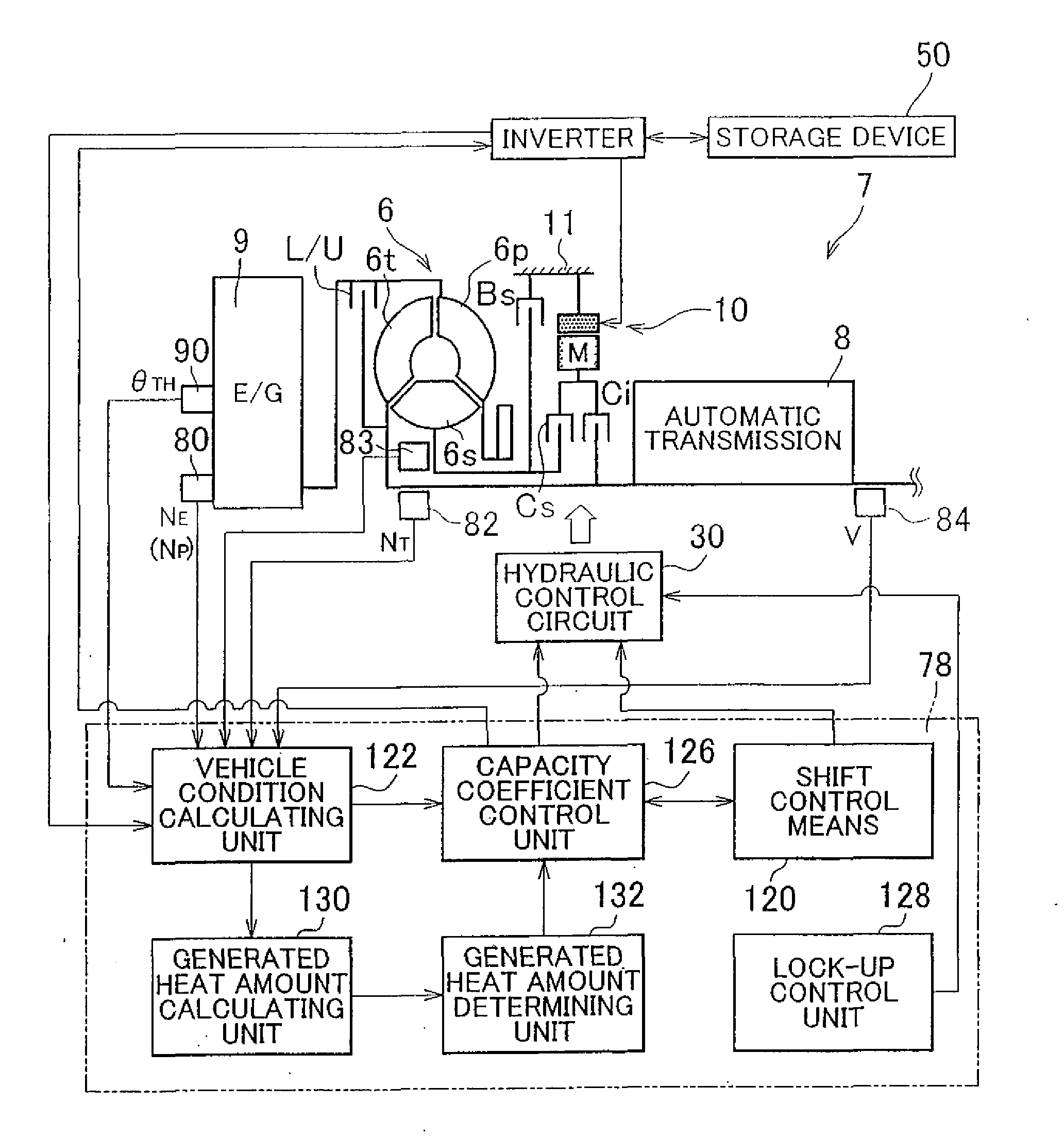 Control device for vehicular power transmitting system and corresponding method