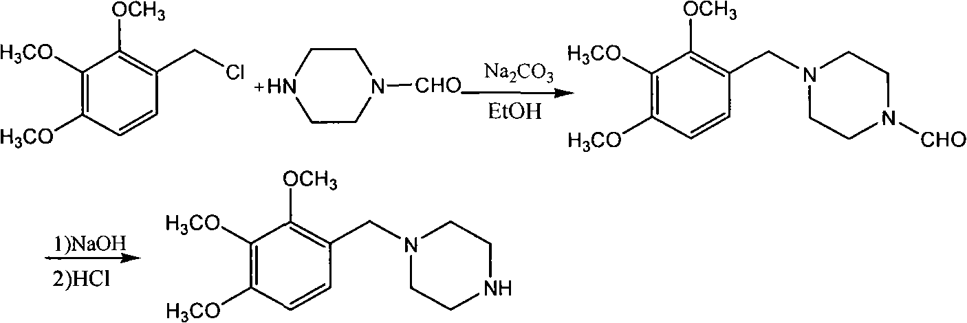 Trimetazidine and production method for hydrochloride of trimetazidine