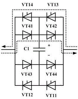Line commutated converter structure for anti-parallel thyristor-based full bridge submodule converter
