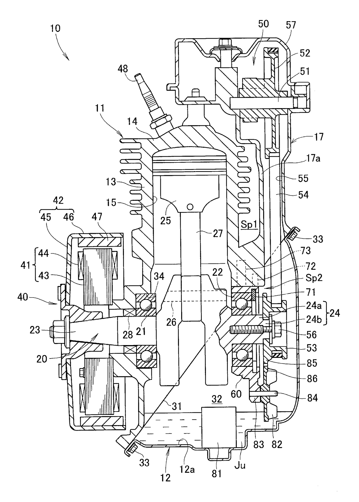 Overhead camshaft engine