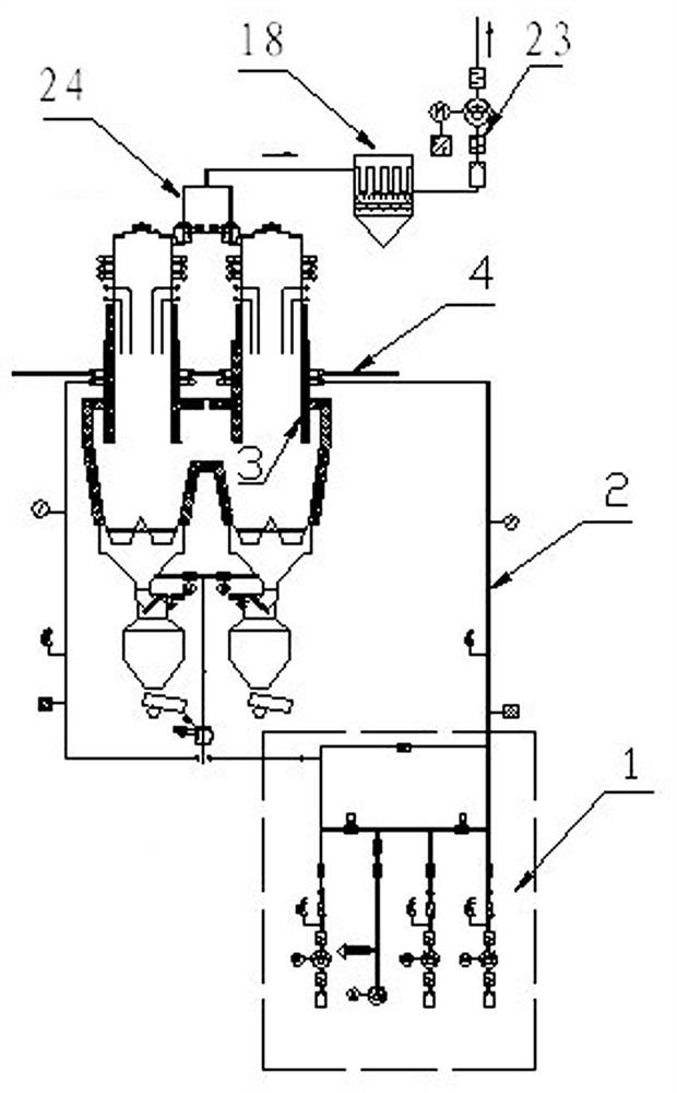 Negative-pressure air inlet cooling device for suspension cylinders of Maerz kiln