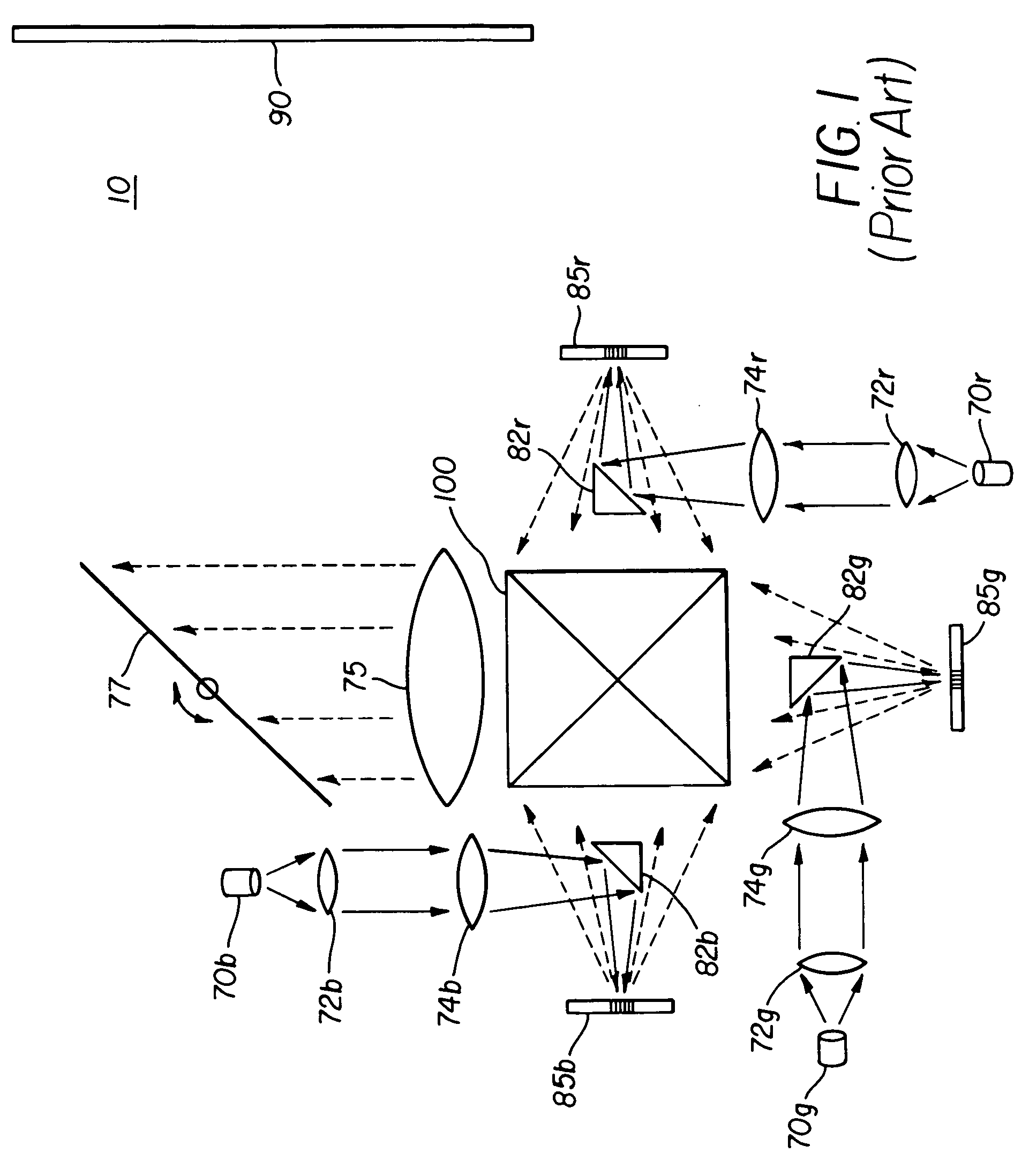 Display system incorporating trilinear electromechanical grating device