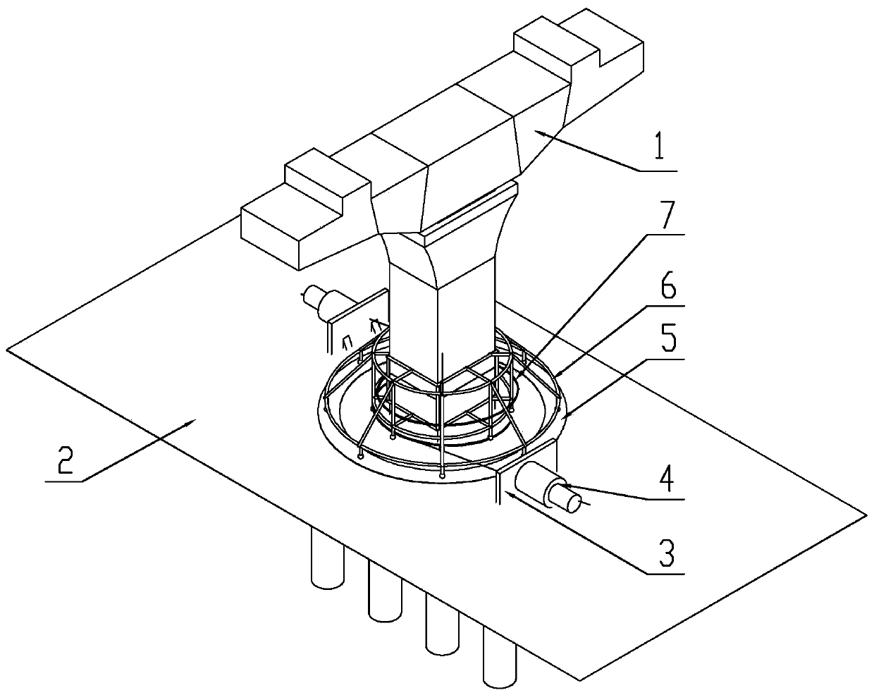 Rotation device for bridge pier and rotation construction method