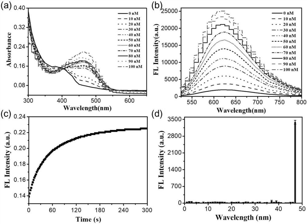 A method for detecting fe in vivo  <sup>2+</sup> Two-photon fluorescent probe and its preparation method and application