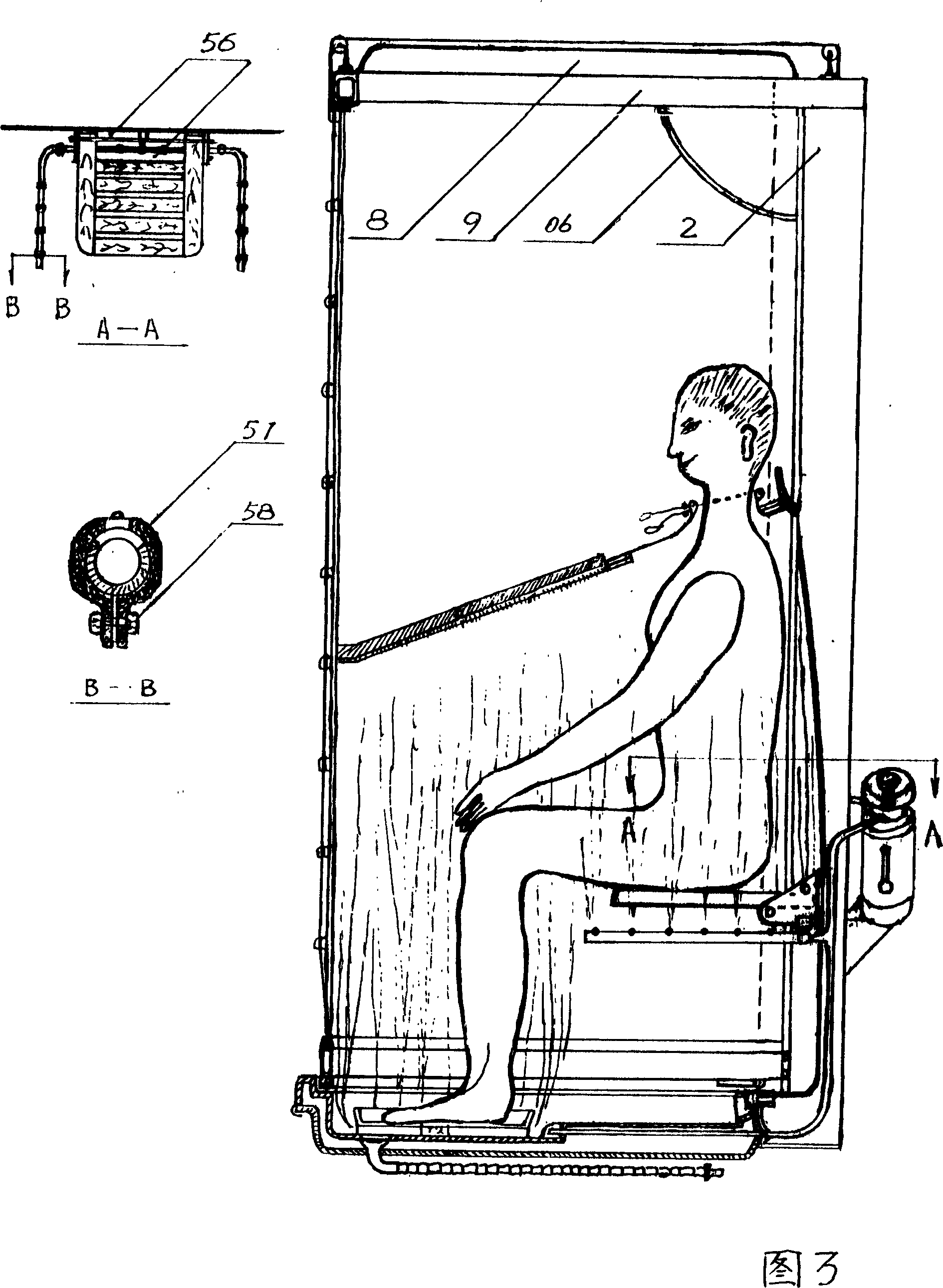 Hanging-panel bell-type steaming-shower device