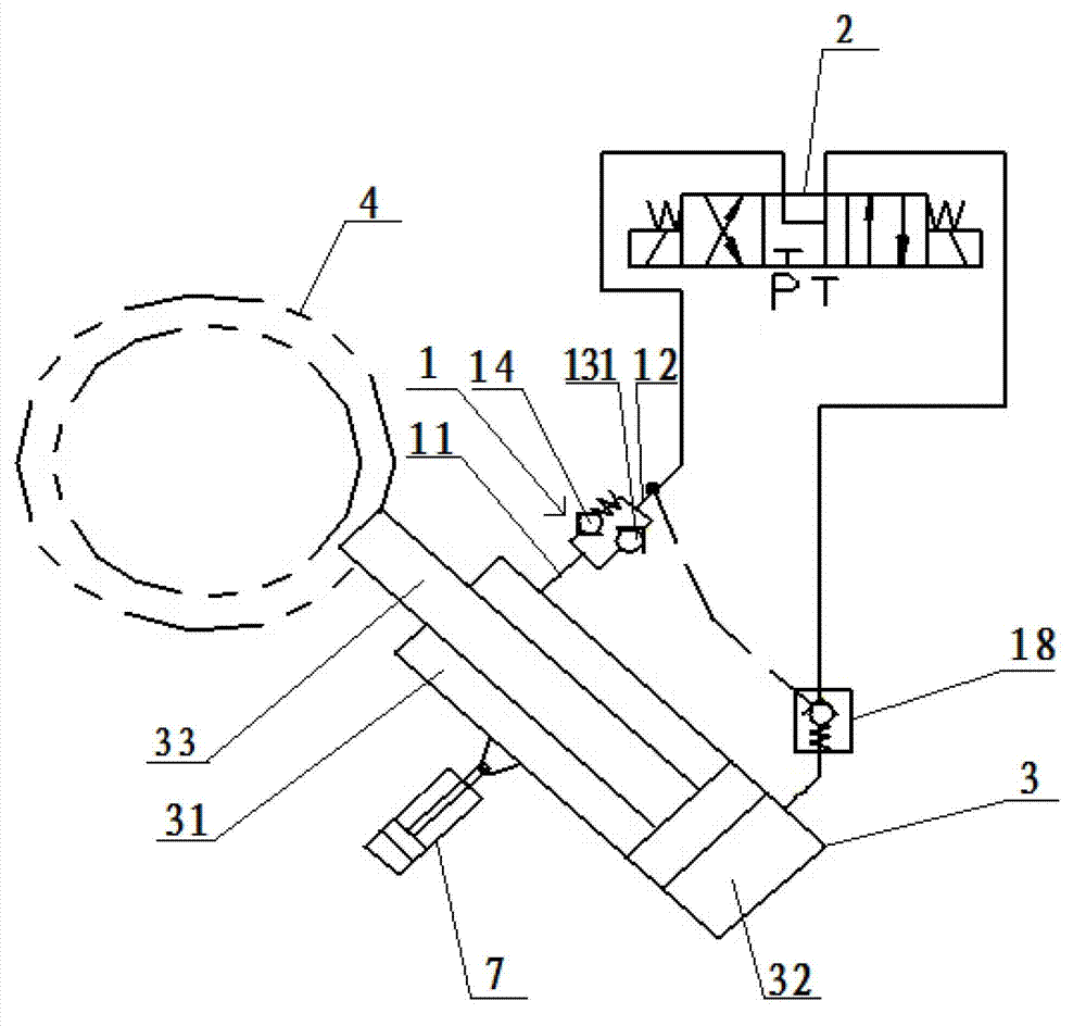 Device for preventing cylinder from moving forwards and crane