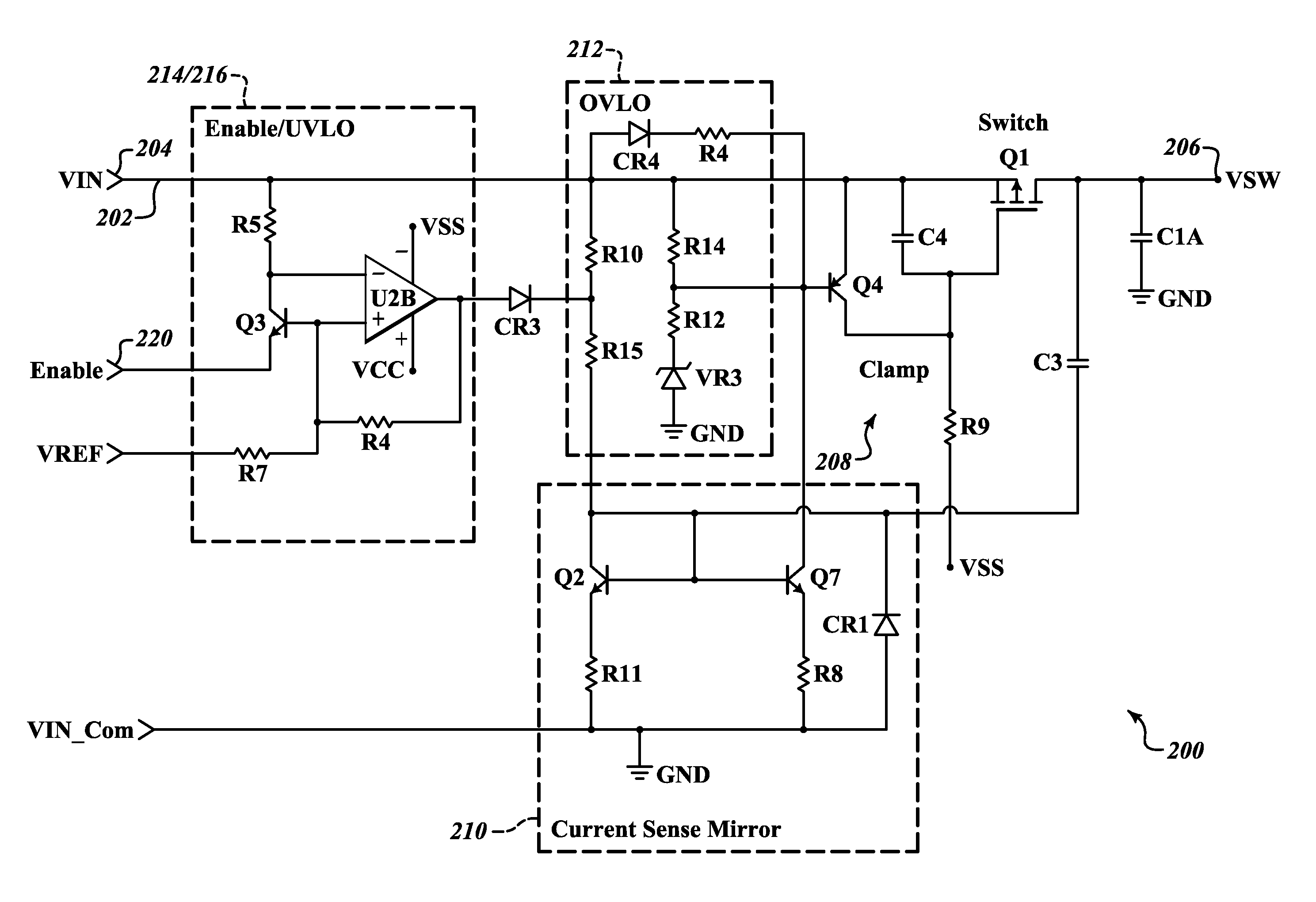 Input control apparatus and method with inrush current, under and over voltage handling