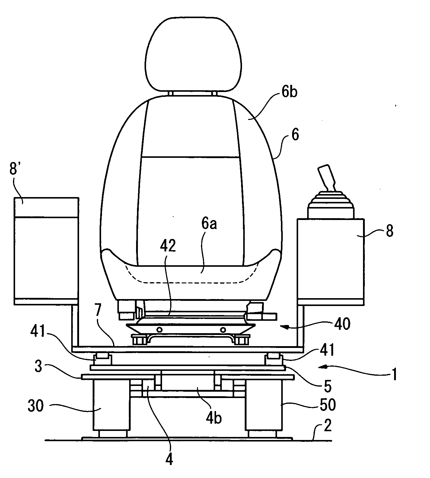 Operator's seat supporting device for service vehicle