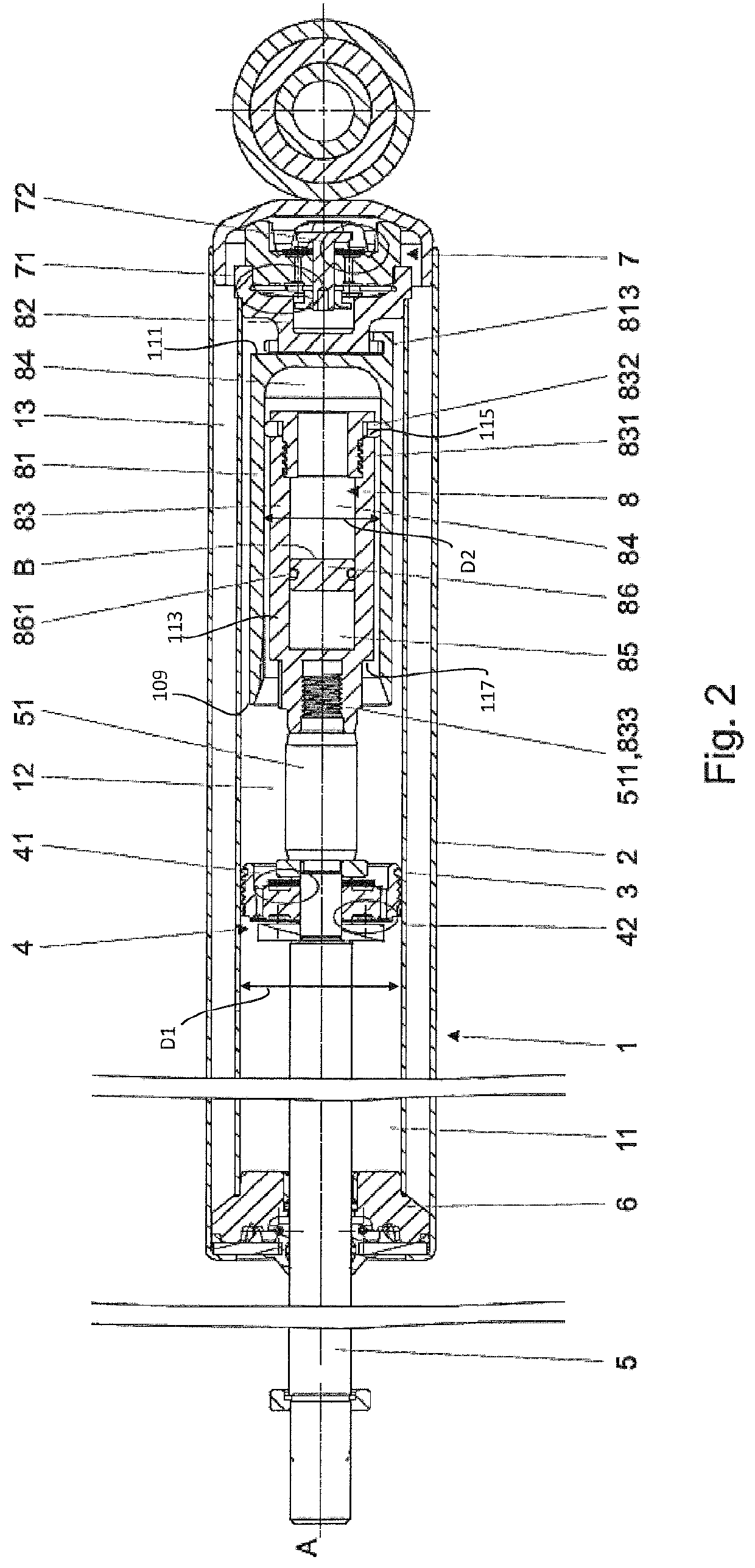 Hydraulic damper with a hydraulic compression stop assembly