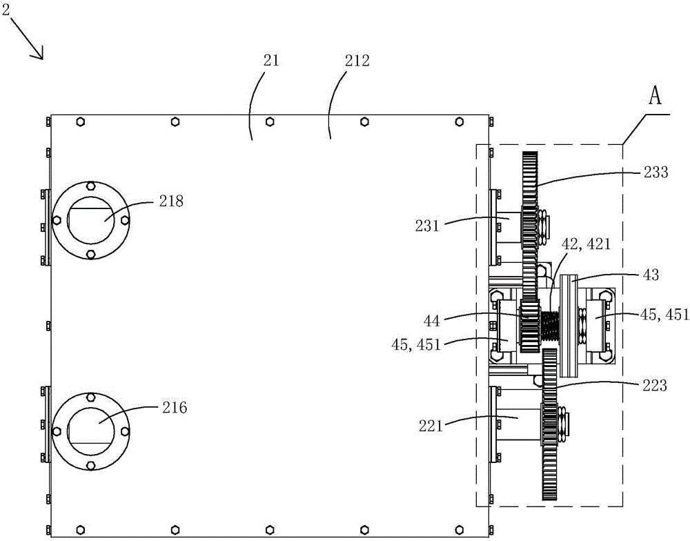 Grain unloading device with augers