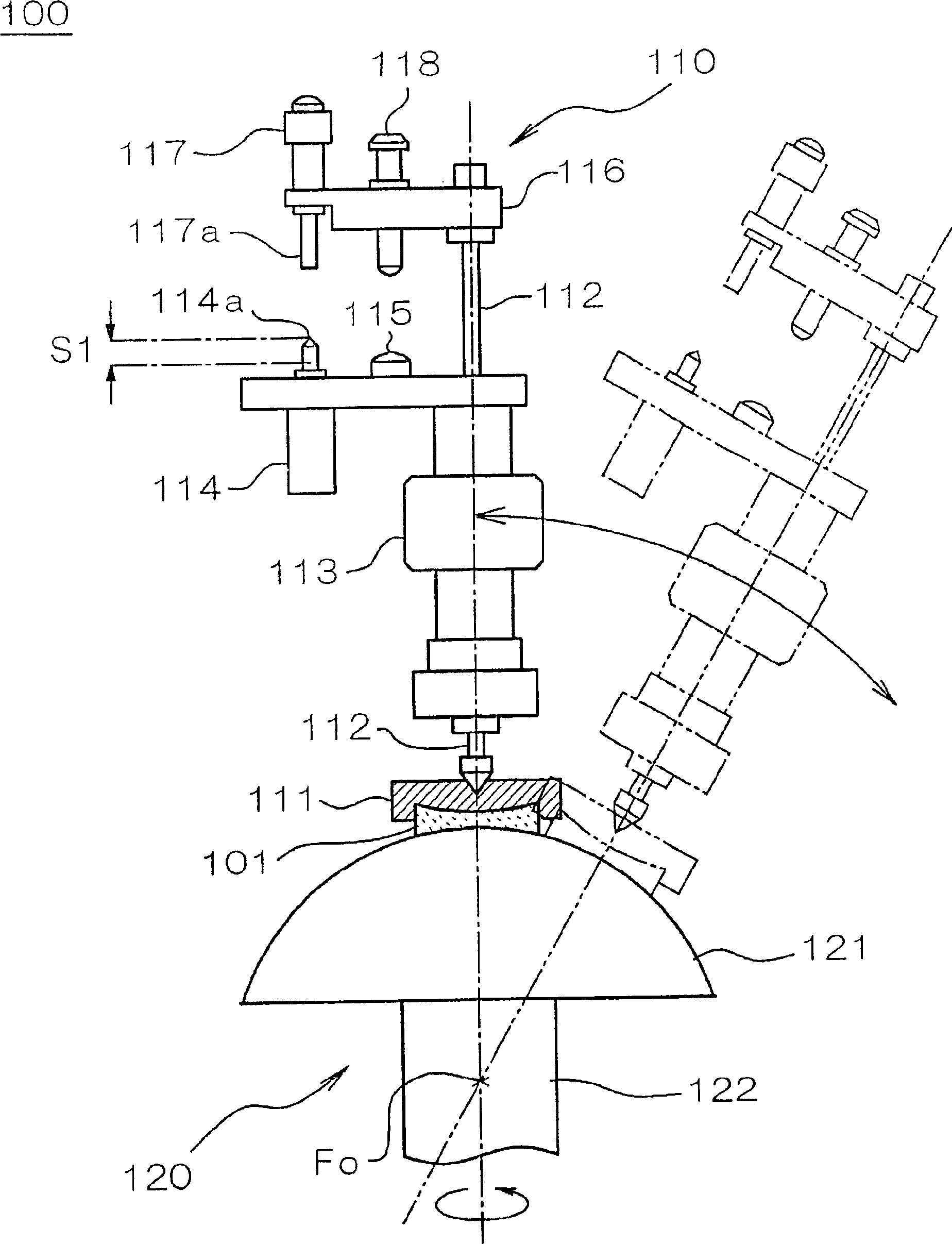 Grinding device and method for determining thickness of grinded material