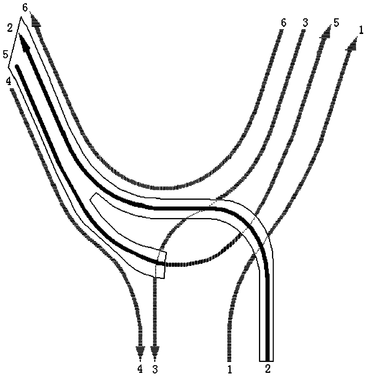 Two-layer overpass for junction of three roads