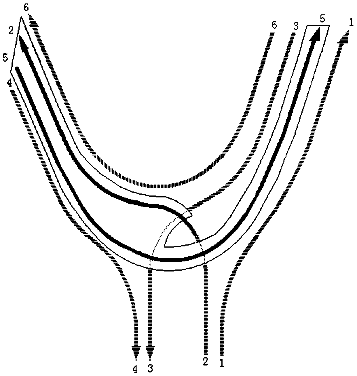 Two-layer overpass for junction of three roads