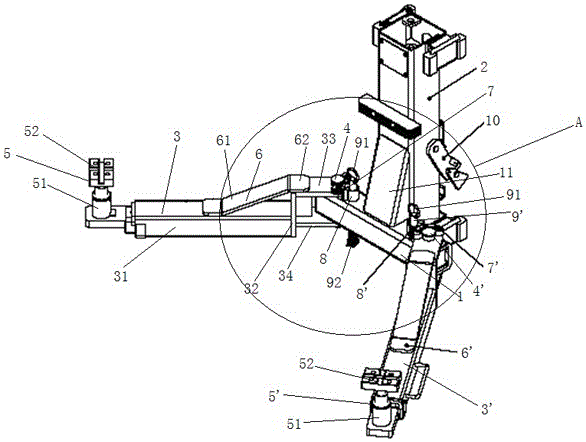 Trailing arm lock with detachable and replaceable trailing arms for double-column automobile elevator