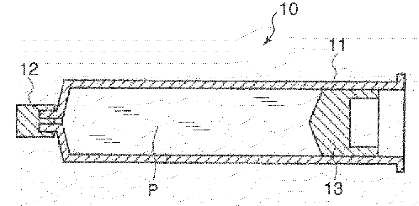 Syringe outer tube for chemical solution filled and sealed syringe formulation and process for producing the same