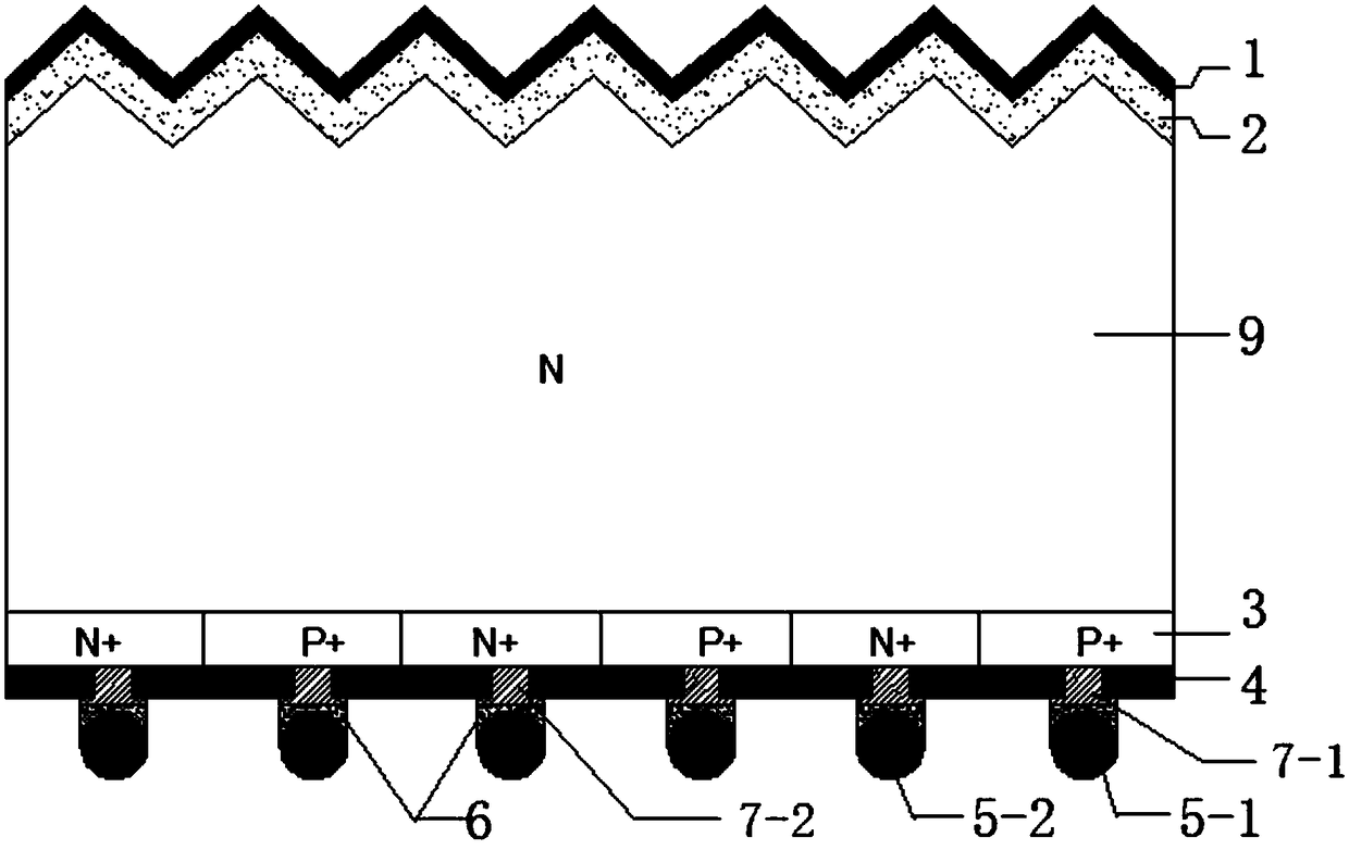 Full back electrode contact crystalline silicon solar cell structure and preparation method thereof