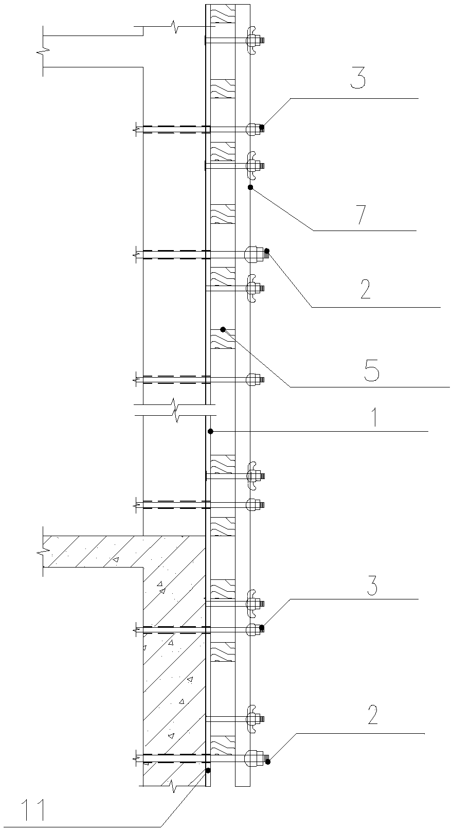 Internal formwork structure for elevator shaft and construction method